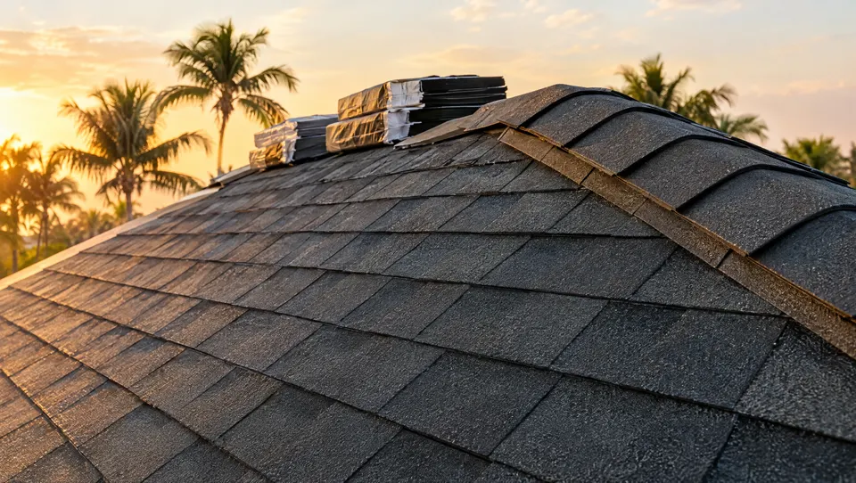 New charcoal architectural shingles